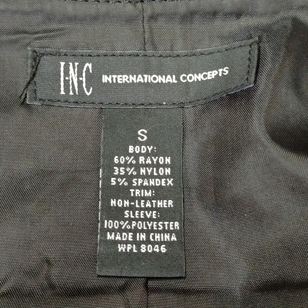 International Concepts Women's Black Faux Leather Long Lace Sleeve Jacket Sz S - Picture 12 of 12